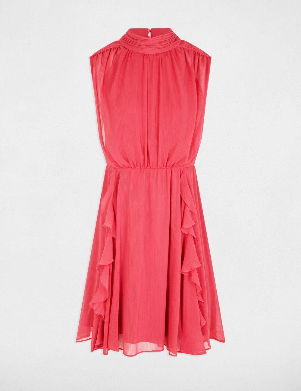 Vestido corto con cuello alto rosa envejecido mujer