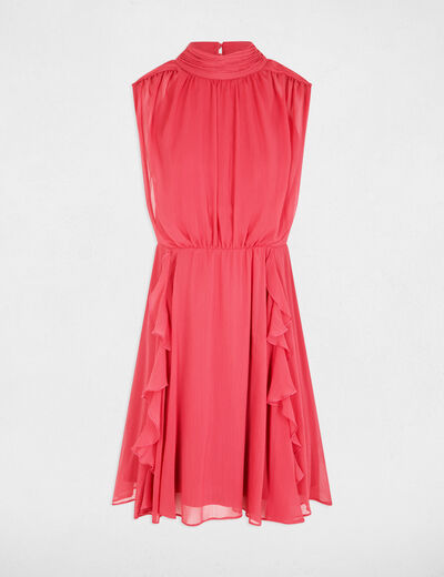 Vestido corto con cuello alto rosa envejecido mujer