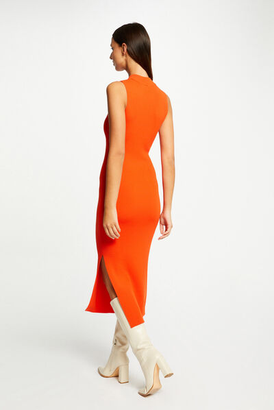 Vestido de punto largo ajustado orange mujer