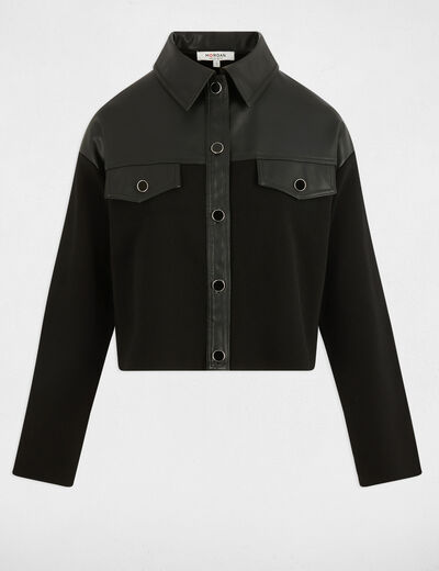 Chaqueta recta cropped negro mujer