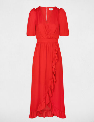 Vestido largo cruzado naranja oscuro mujer