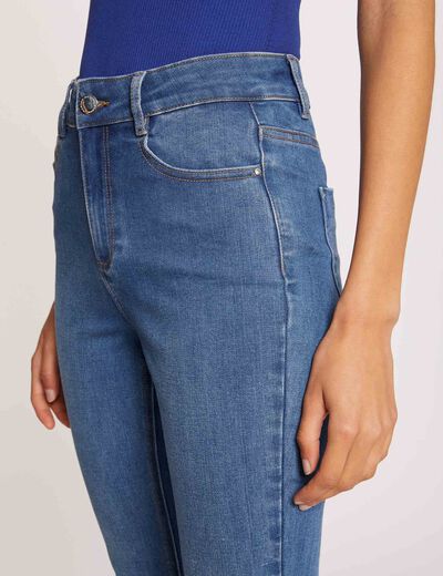Vaquero slim talle alto estilo corto vaquero stone mujer