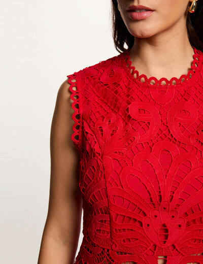 Vestido corto evas&eacute; encaje rojo mujer