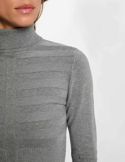 Jersey de cuello alto ajustado gris claro mujer