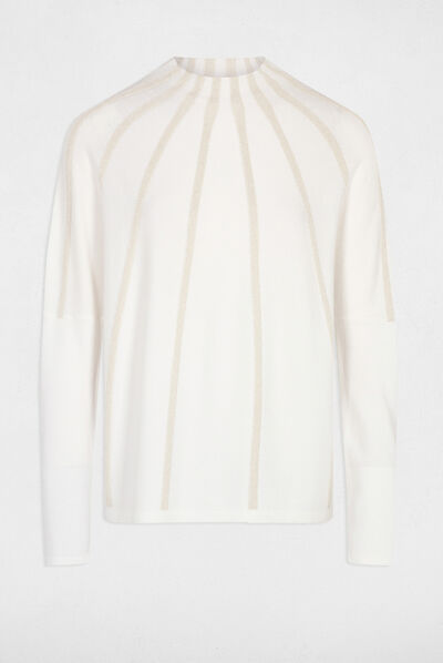 Jersey manga larga con cuello alto marfil mujer