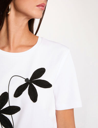 Camiseta recta cuello redondo blanco mujer