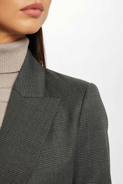 Chaqueta entallada estampado de cuadros gris anthracite mujer