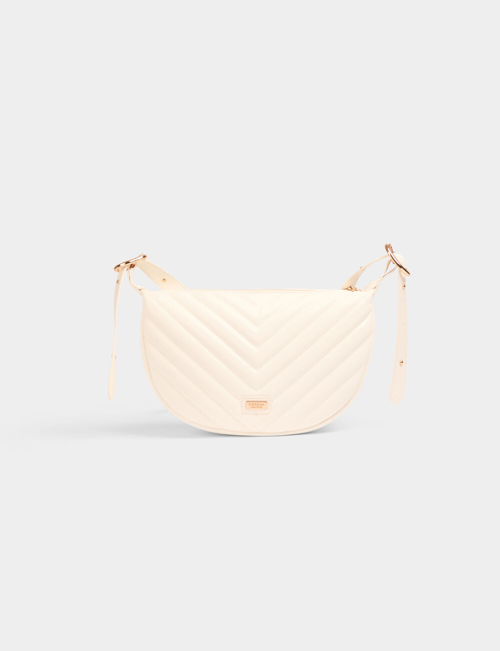 Bolso media luna acolchado blanco mujer