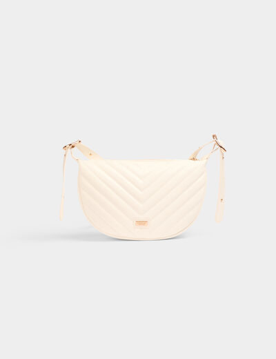 Bolso media luna acolchado blanco mujer