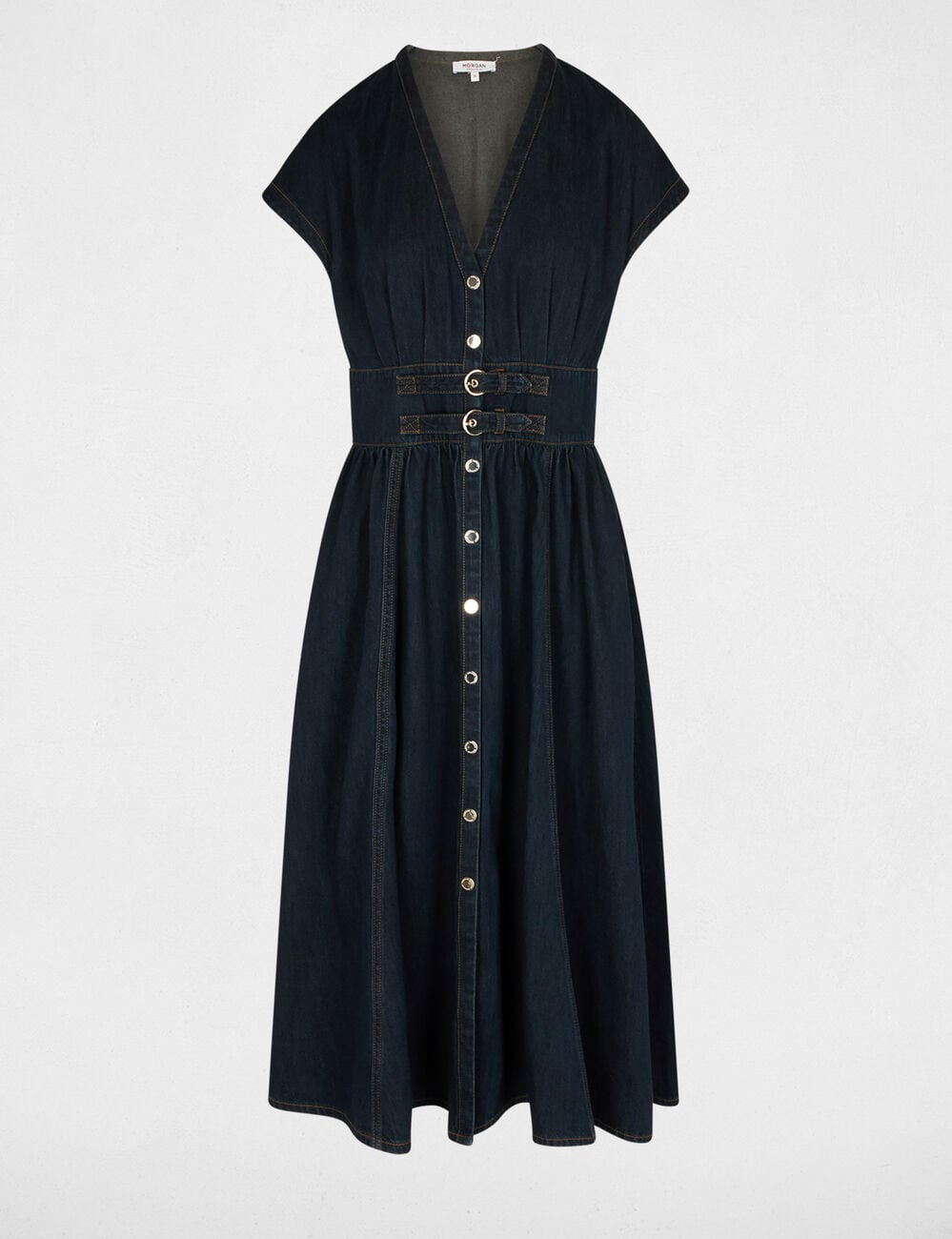 Vestido midi de mezclilla azul mujer