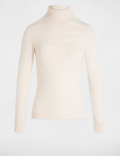 Jersey cuello de tortuga marfil mujer