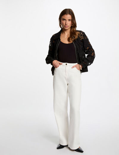 Chaqueta corta encaje negro mujer