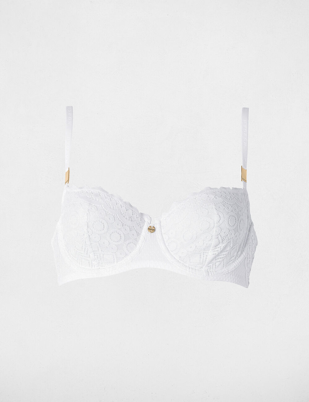 Sujetador de encaje con tirantes finos blanco mujer
