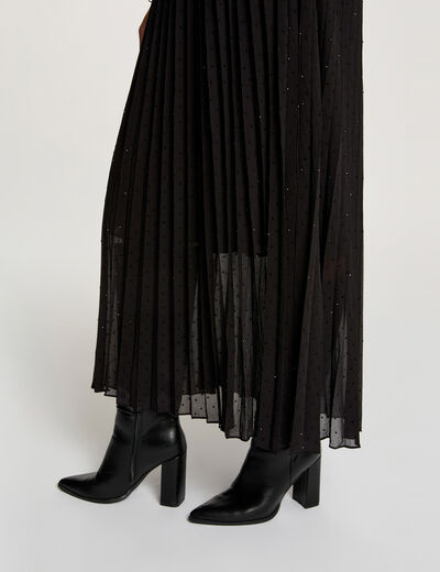 Falda larga con strass negro mujer