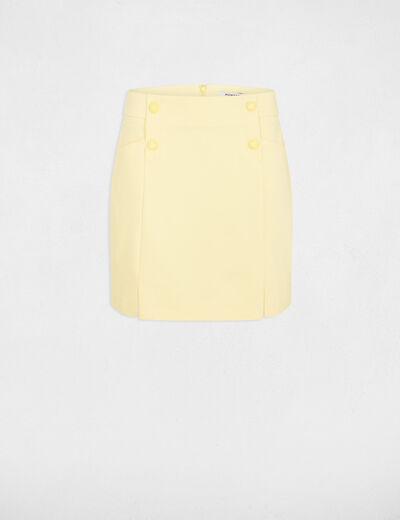 Falda corta con botones amarillo claro mujer