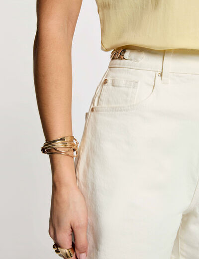 Pantal&oacute;n corto de tiro alto blanco mujer