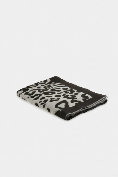 Bufanda con estampado animal negro mujer