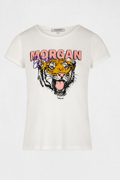 Camiseta de manga corta crudo mujer