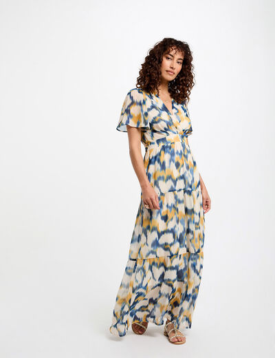 Vestido largo recto estampado multicolor mujer