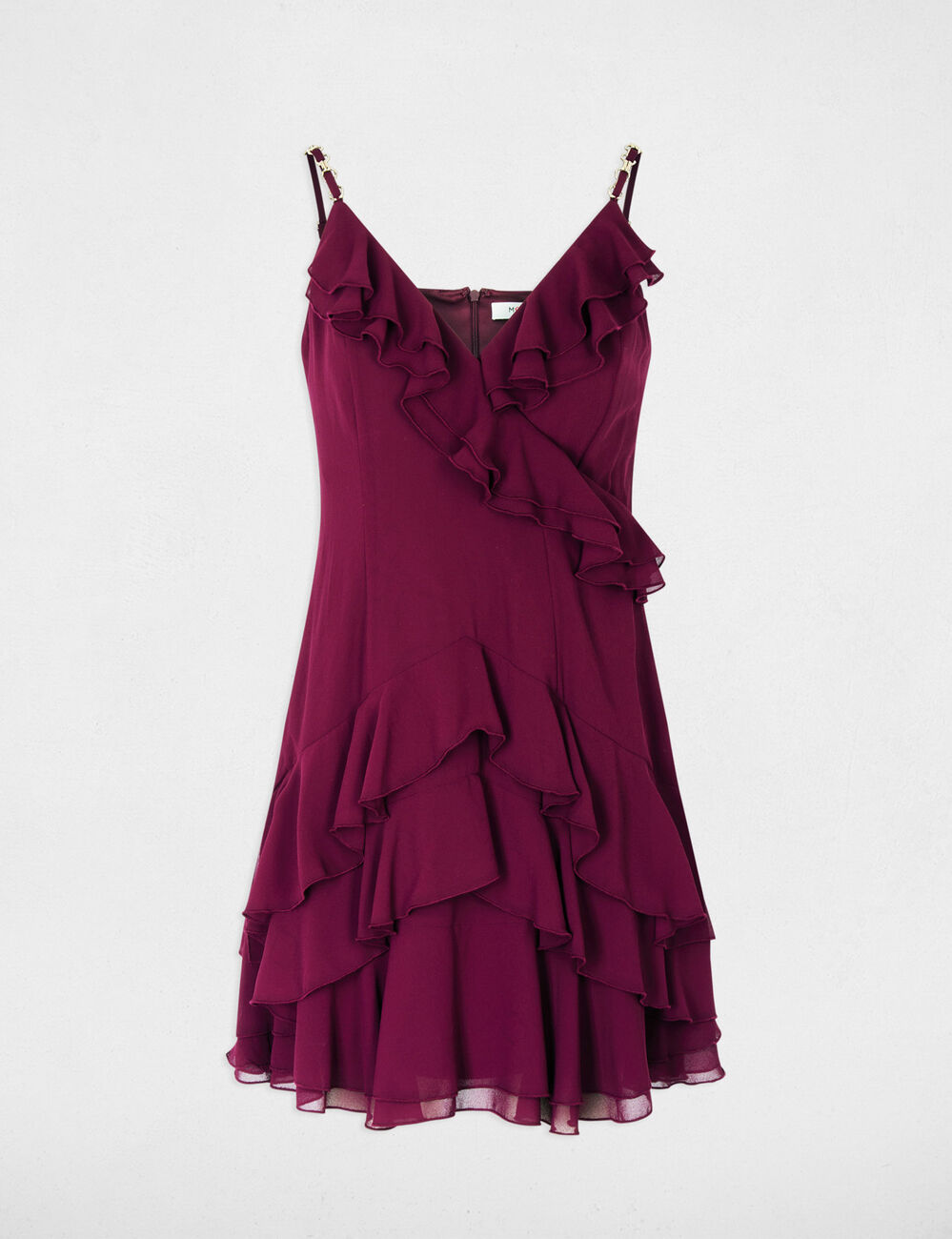 Vestido corto con cuello en V ciruela mujer