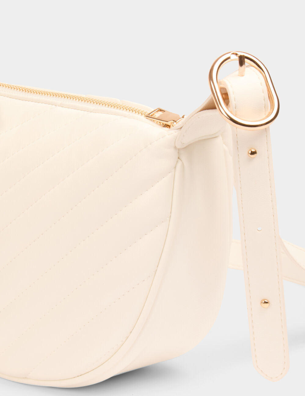 Bolso media luna acolchado blanco mujer