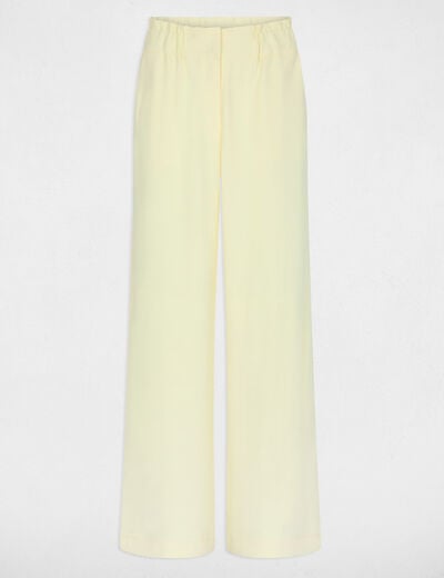Pantal&oacute;n pernera ancha amarillo pastel mujer
