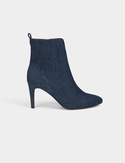 Botines de vaquero y tacón denim crudo mujer