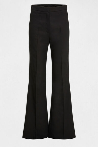 Pantalón city flare con pinzas negro mujer
