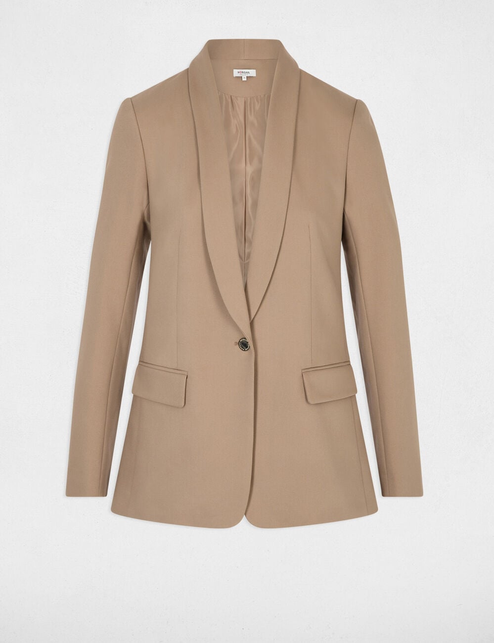 Chaqueta corta cuello chal topo mujer
