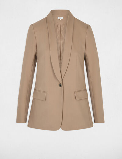 Chaqueta corta cuello chal topo mujer