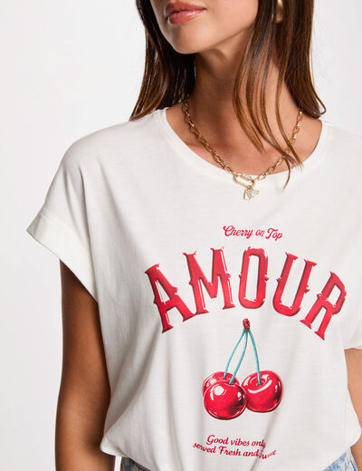 Camiseta con inscripción blanco mujer