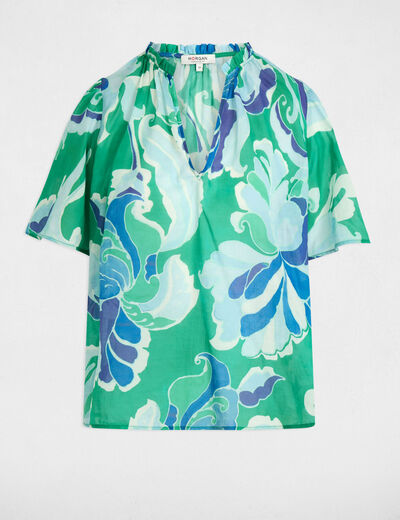 Blusa manga corta multicolor mujer