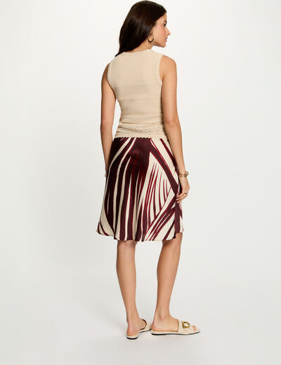 Falda midi satinada multicolor mujer