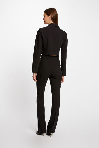 Americana de esmoquin cuello de satén negro mujer