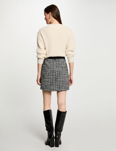 Falda corta de tweed multico mujer