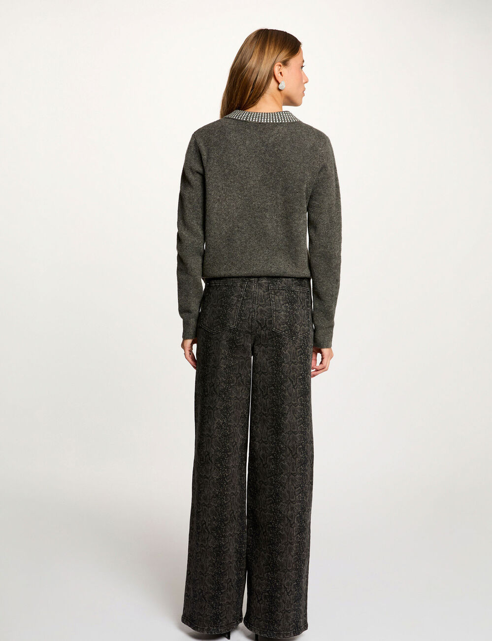Jean ancho de tiro alto multicolor mujer