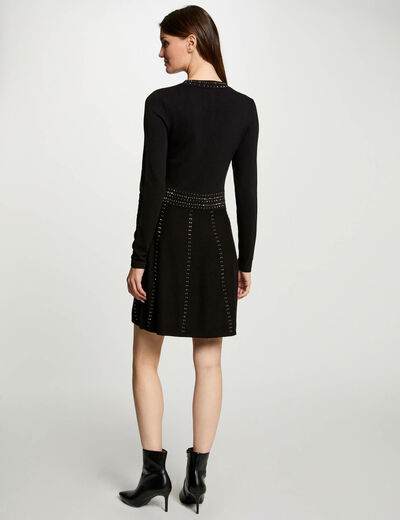 Vestido punto corto ajustado negro mujer