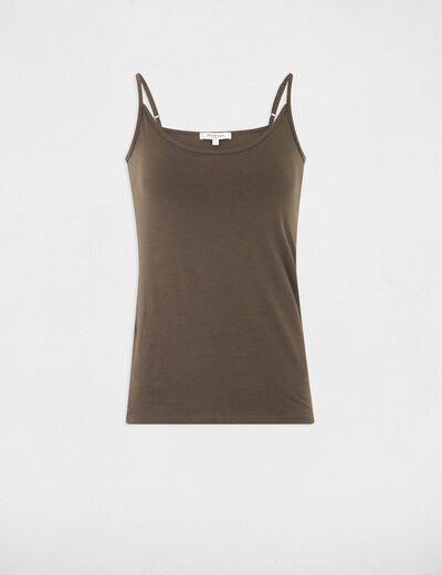Top con tirantes finos verde caqui mujer