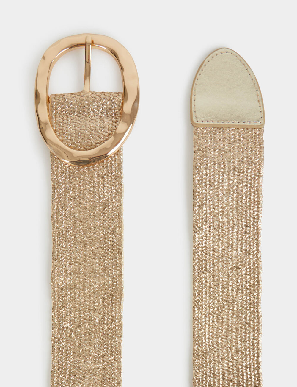 Cintur&oacute;n ancho de paja amarillo oro mujer