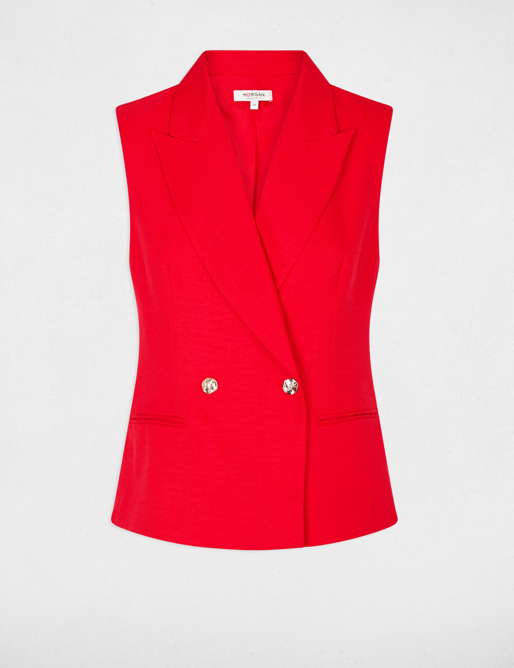 Chaqueta ajustada sin mangas rojo mujer