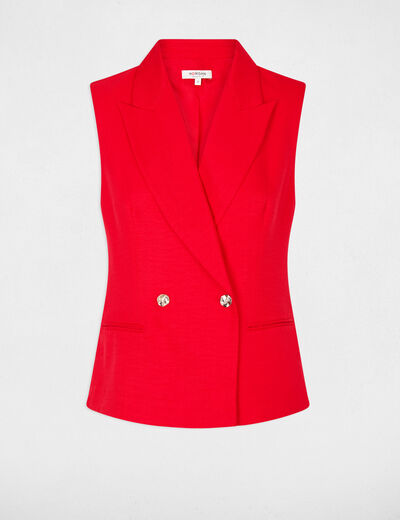 Chaqueta ajustada sin mangas rojo mujer
