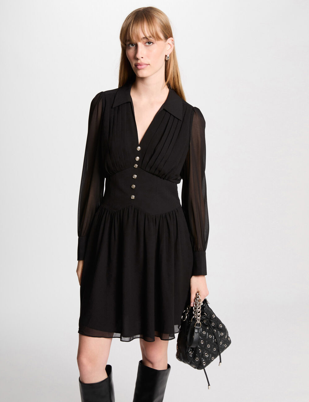Vestido corto patinadora negro mujer
