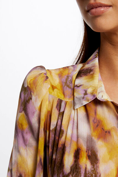 Camisa manga 3/4 estampado abstracto multicolor mujer