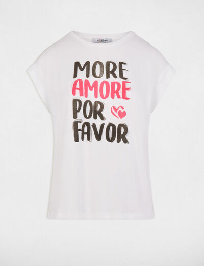 Camiseta de manga corta blanco mujer