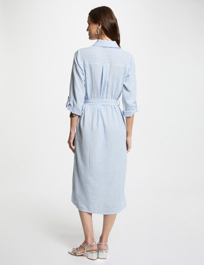 Vestido recto con rayas azul mujer