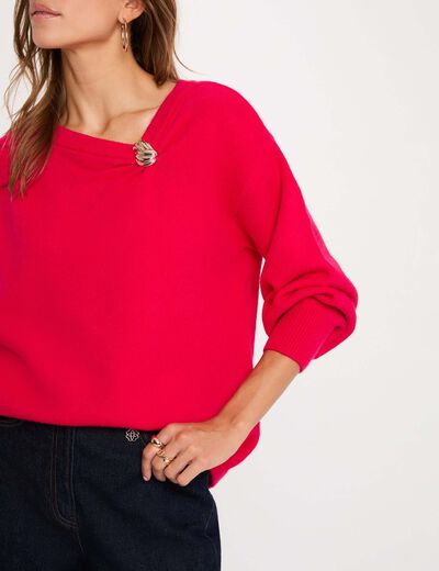 Jersey asim&eacute;trico con joya mujer