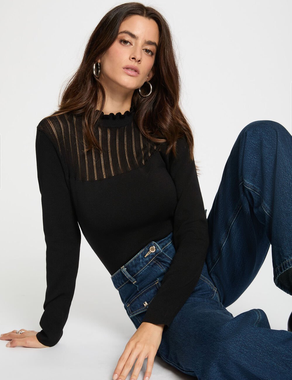 Jersey con cuello alto negro mujer