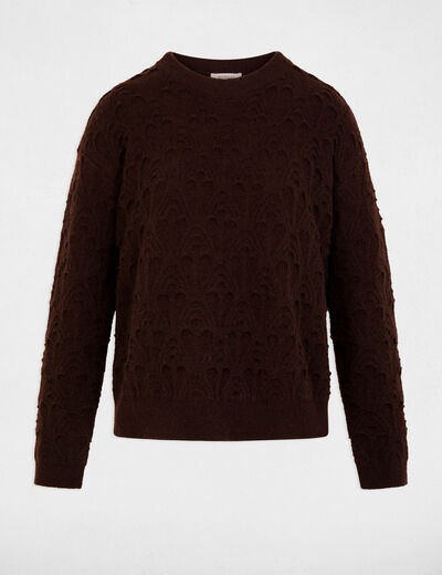 Jersey cuello redondo fantas&iacute;a marr&oacute;n oscuro mujer