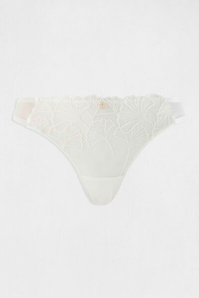 Tanga de encaje marfil mujer