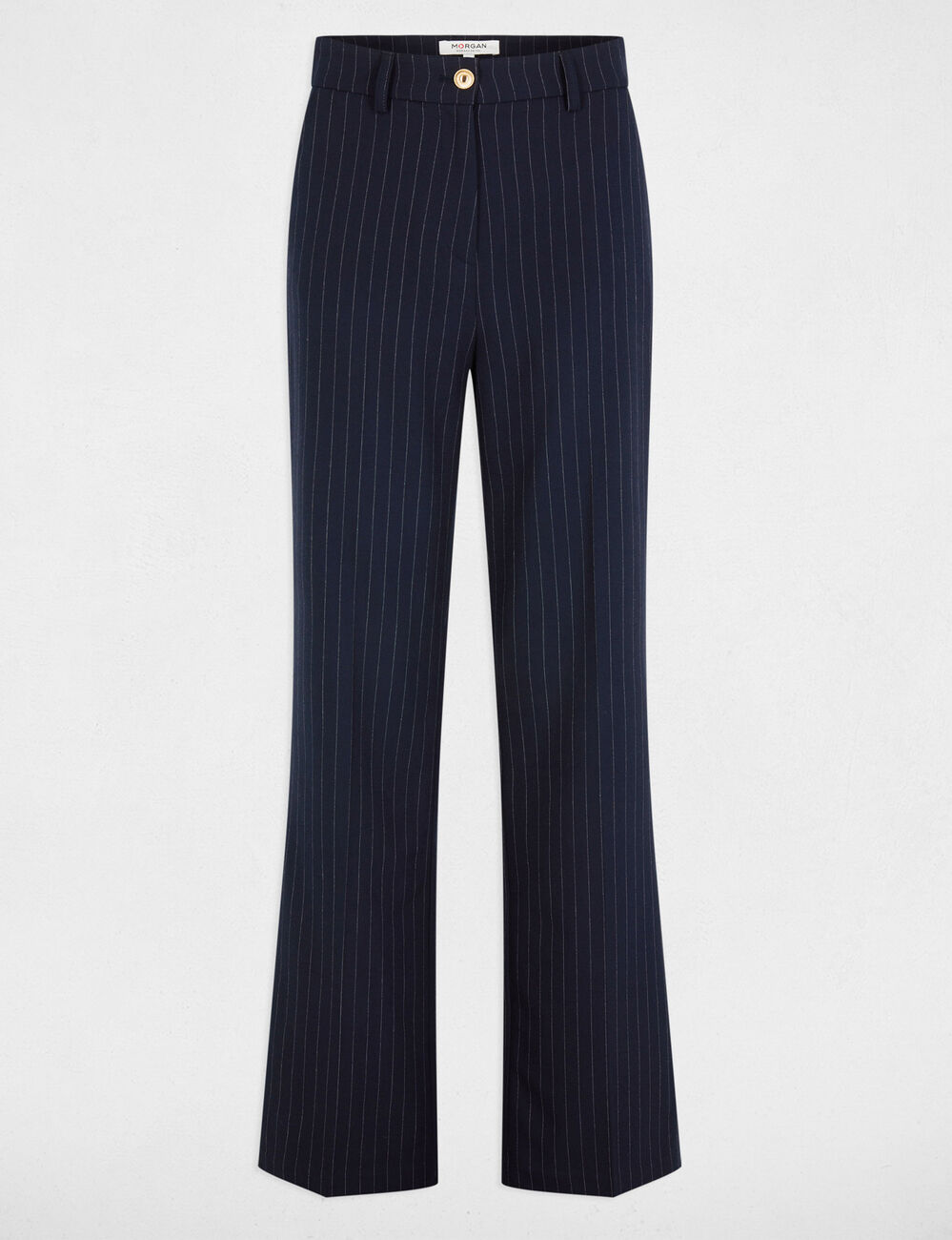 Pantalón flare con rayas azul marino mujer